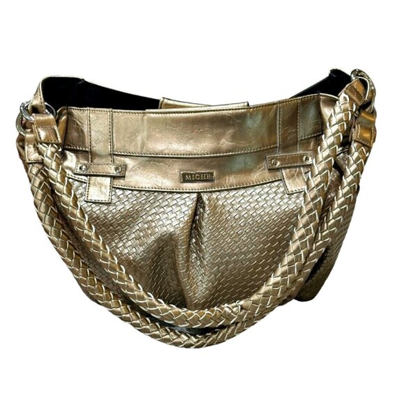 Miche Rebekah Purse Handbag Gold Woven Magnetic Closure Side Pockets NWOT - Picture 1 of 13